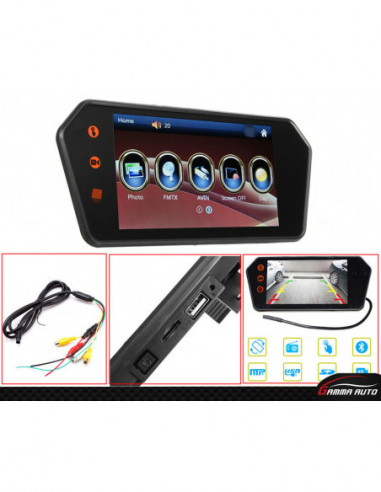 Ecran 7 pouces hd ecran tactile retroviseur moniteur contact kit bluetooth fm mp5
