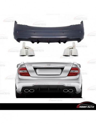 Pare choc arriere look C63 pour Mercedes classe c w204 restylee 2012 2013